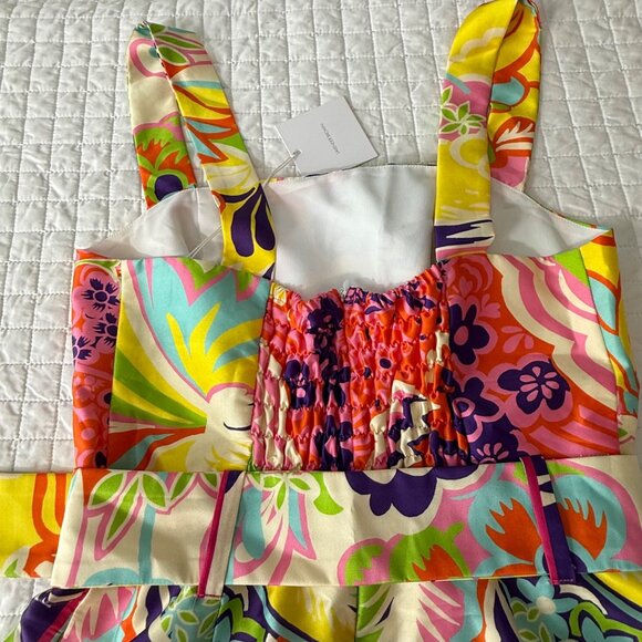 Lavender Brown Kendra Romper Pink Multi Floral Print Summer Outfit, S - Picture 7 of 15